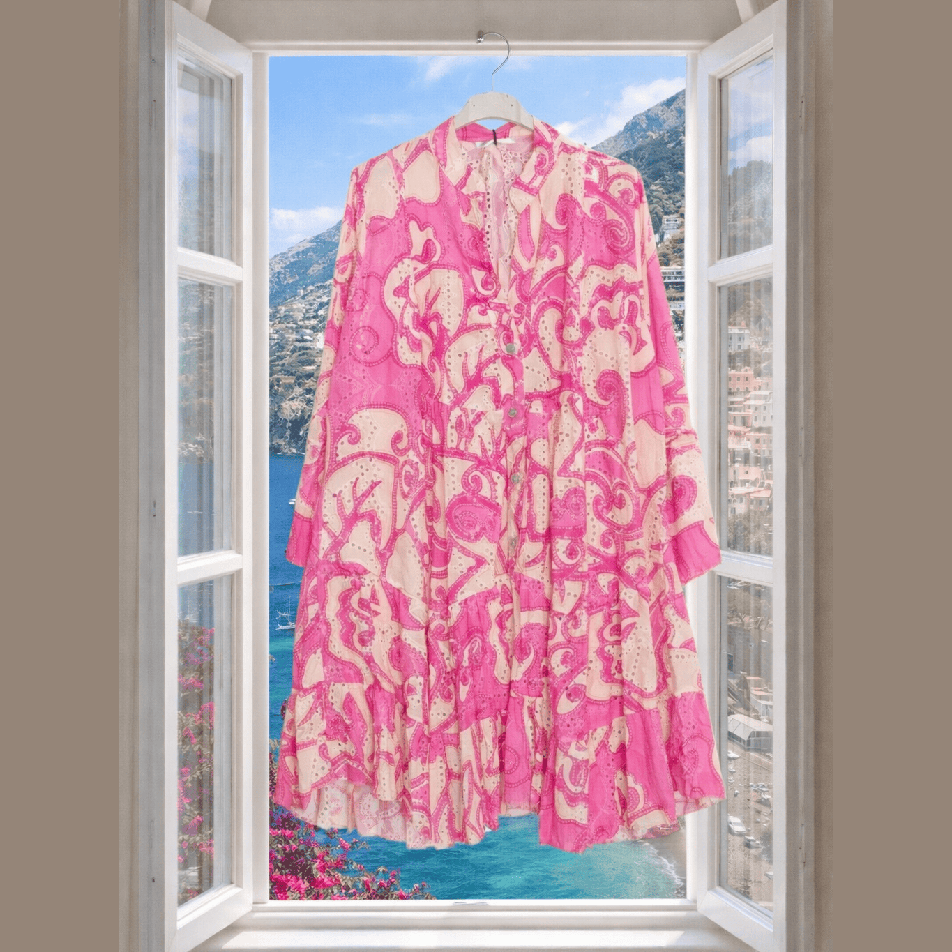 Amalfi Pink Fuchsia English Eyelet Dress Cover-Up