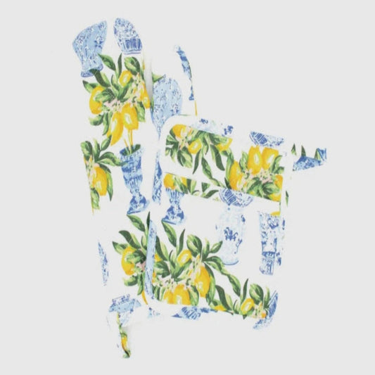 Set of Amalfi Lemon Ginger kitchen towels  with lemon and ginger floral motifs, ideal for Mediterranean-style home decor