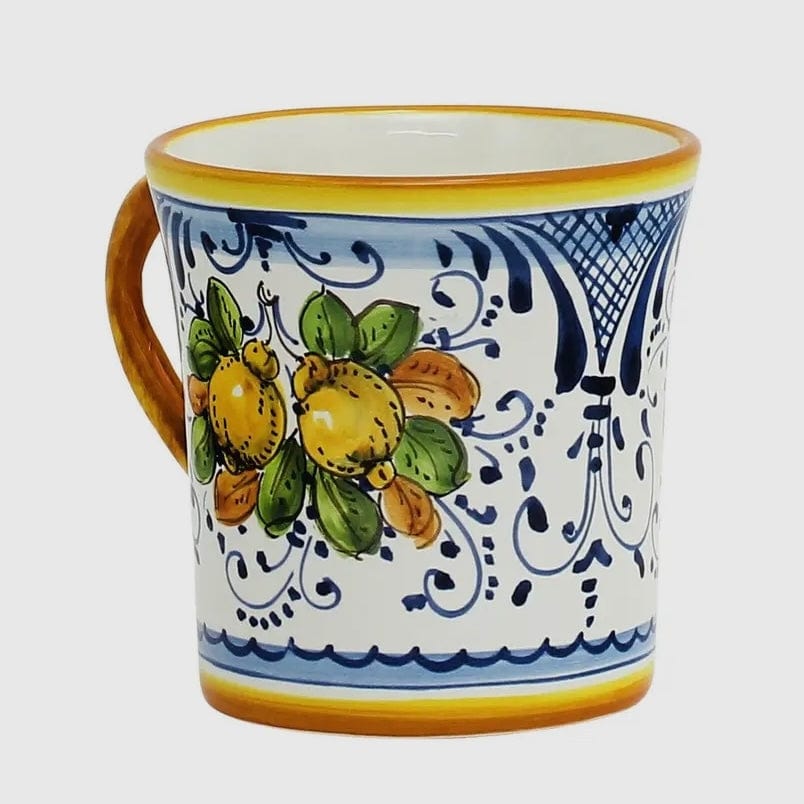Positano Limoncini Mug- colorful Italian ceramic mug with hand-painted lemons and Positano-inspired design, perfect for espresso or coffee