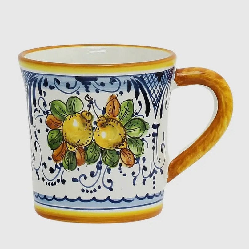 Positano Limoncini Mug- colorful Italian ceramic mug with hand-painted lemons and Positano-inspired design, perfect for espresso or coffee