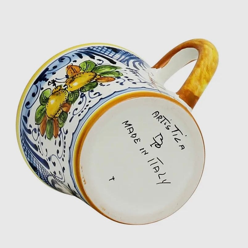 Positano Limoncini Mug- colorful Italian ceramic mug with hand-painted lemons and Positano-inspired design, perfect for espresso or coffee