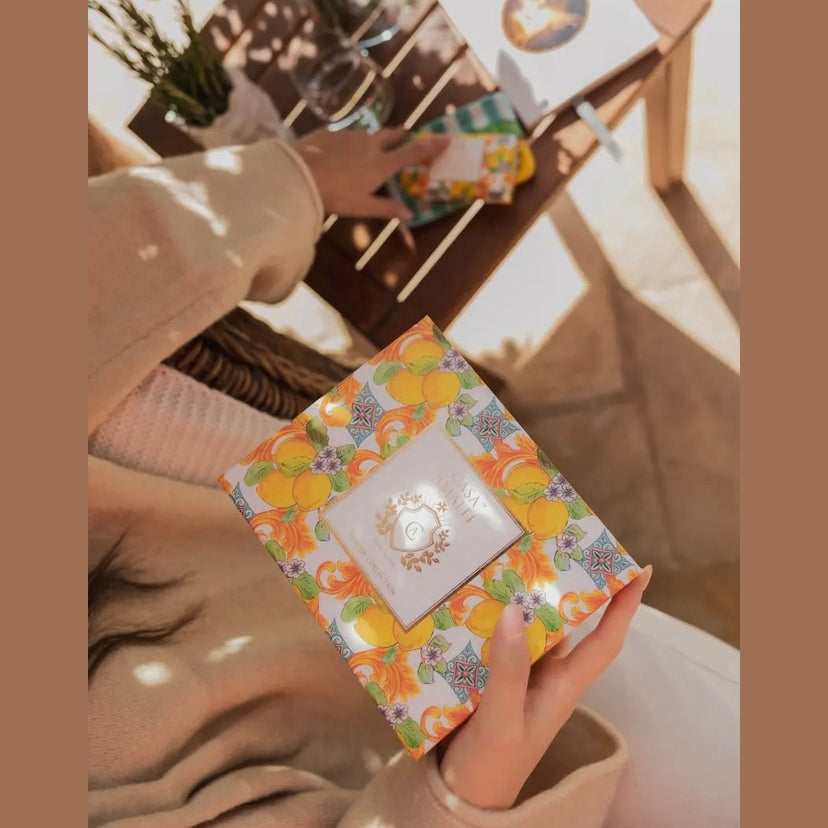 Buongiorno Positano Gift Box- Italian gift box from Casa Amalfi luxury citrus soap, and Positano-style ceramic soap tray