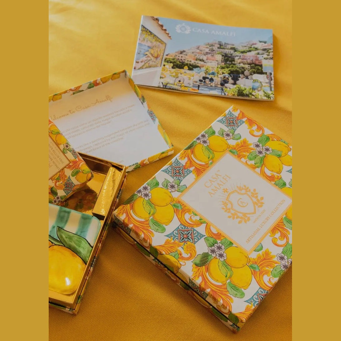 Buongiorno Positano Gift Box- Italian gift box from Casa Amalfi luxury citrus soap, and Positano-style ceramic soap tray
