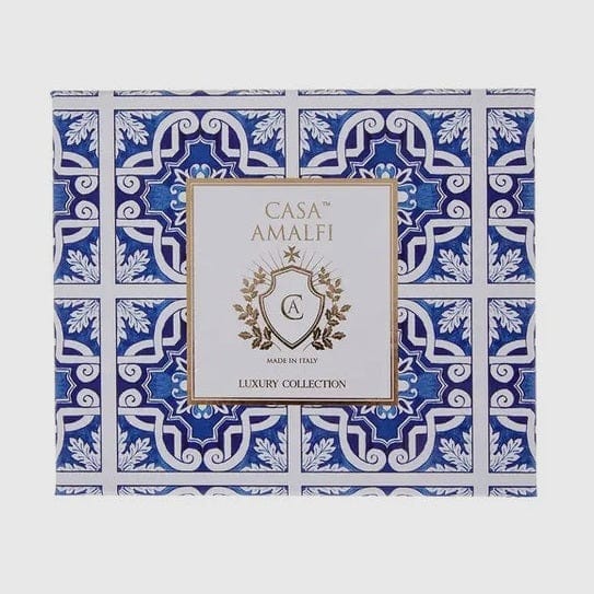 Blue Grotto Gift Box- Capri inspired Italian gift set from Casa Amalfi with ocean blue luxury soap and hand-painted pottery soap tray evoking the Blue Grotto