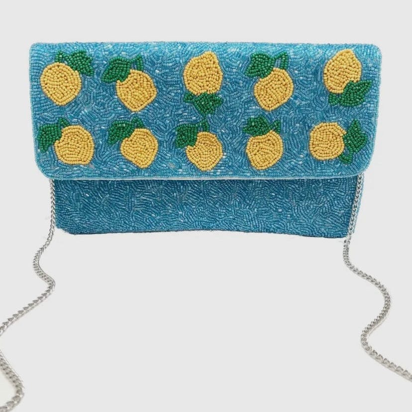 Blue Amalfi Lemon Beaded Clutch