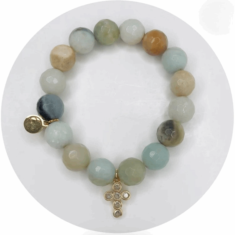 Amazonite with Bubble Cross Pendant