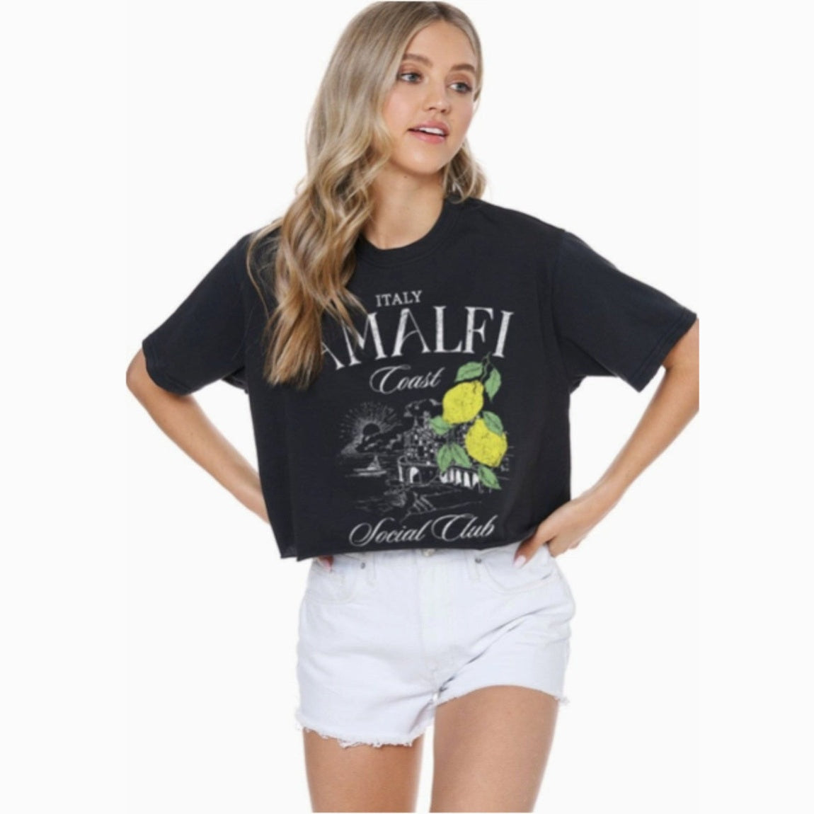 Amalfi Coast Graphic Short Sleeve Faux Cropped Tee