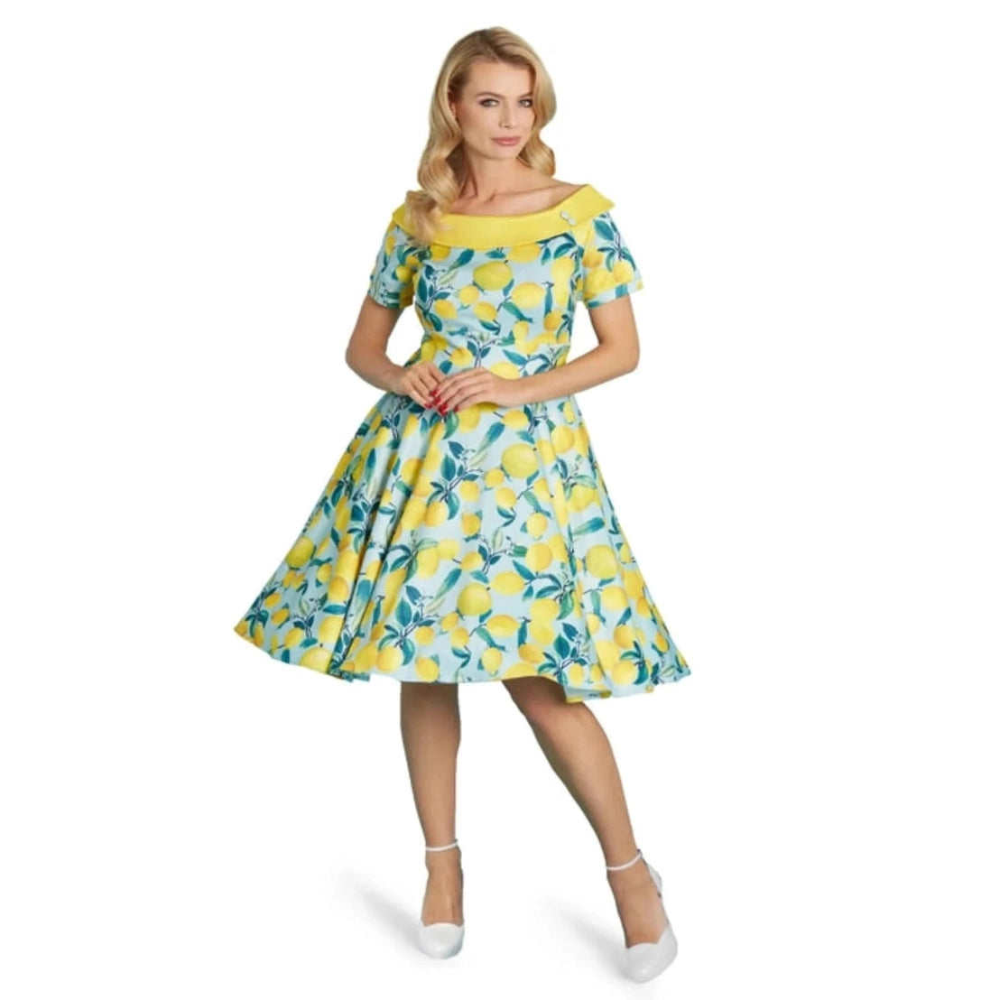 Darlene Blue Lemon Flared Dress