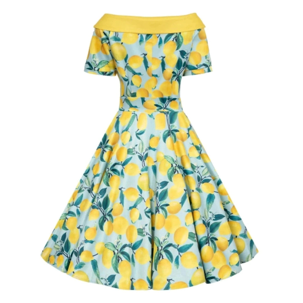 Darlene Blue Lemon Flared Dress