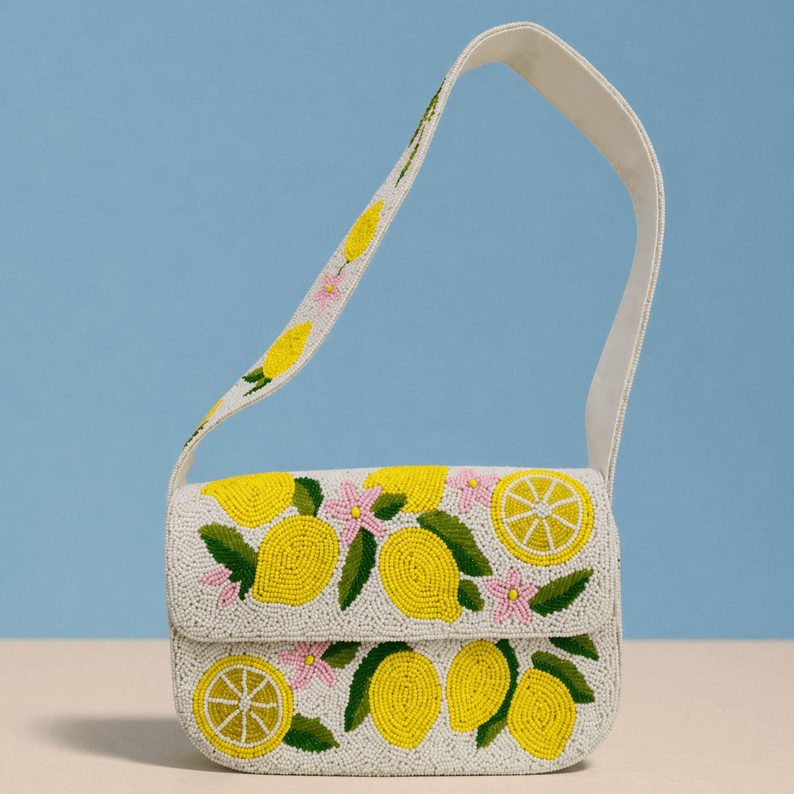 Lemon Beaded Shoulder Bag