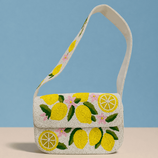 Lemon Beaded Shoulder Bag