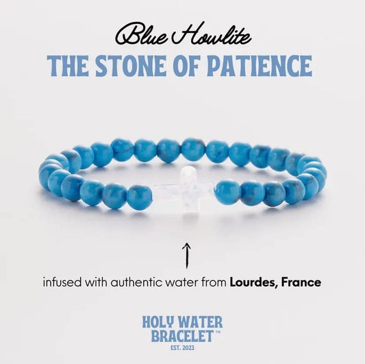 Blue Howlite Holy Water Cross Bracelet