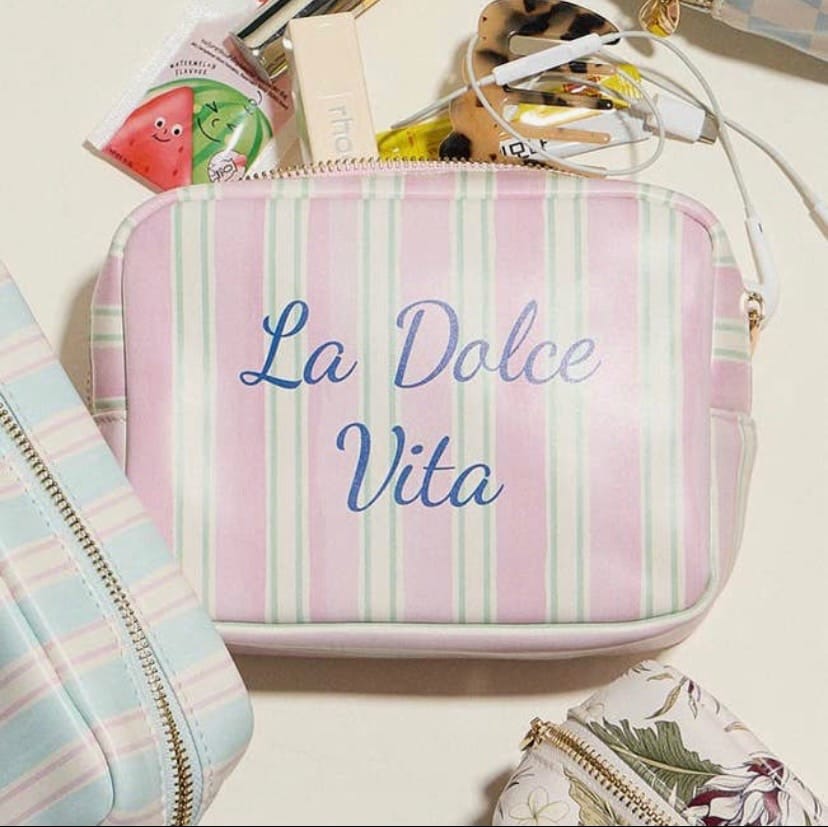 La Dolce Vita Striped Cosmetic Pouch