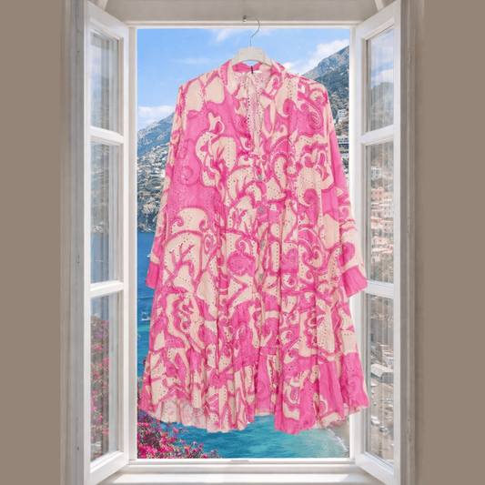 Amalfi Pink Fuchsia English Eyelet Dress Cover-Up