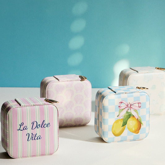 Amalfi Lemon Gingham Travel Jewelry Case
