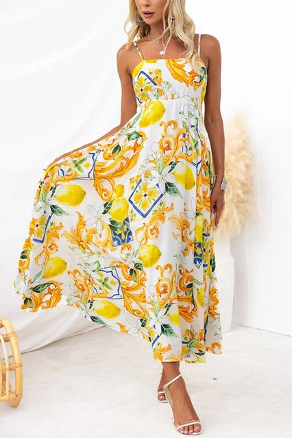 Amalfi Lemon Strap Back Dress