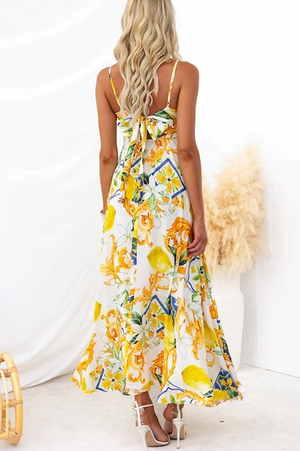 Amalfi Lemon Strap Back Dress