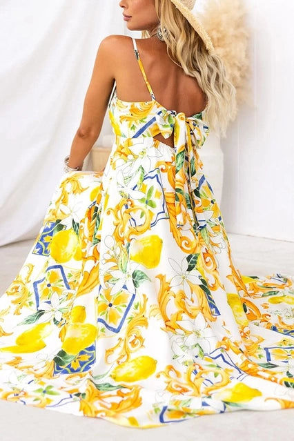 Amalfi Lemon Strap Back Dress