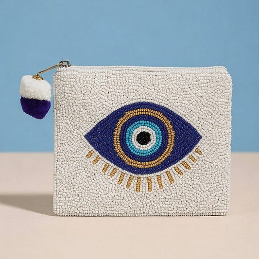 Evil Eye Beaded Coin Purse