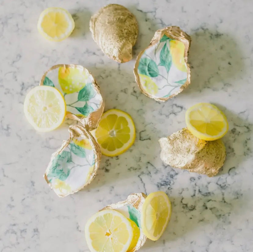 Lemon Oyster Shell Jewelry Dish