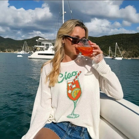 Ciao Spritz Jacquard Vacation Knit Sweater