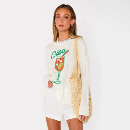 Ciao Spritz Jacquard Vacation Knit Sweater