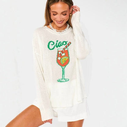Ciao Spritz Jacquard Vacation Knit Sweater