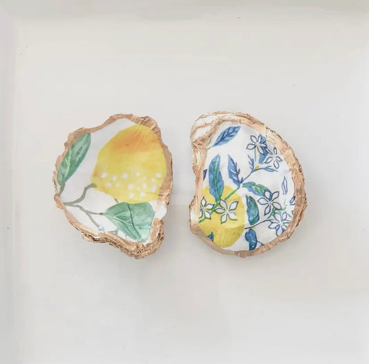 Lemon Oyster Shell Jewelry Dish