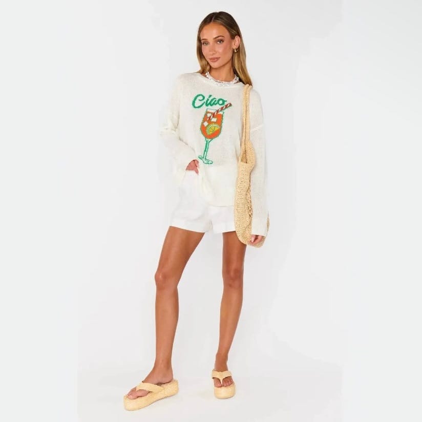 Ciao Spritz Jacquard Vacation Knit Sweater