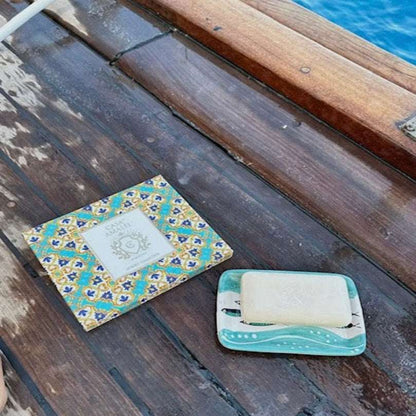 Take Me to Capri Gift Box- Mediterranean inspired Casa Amalfi gift box featuring Capri-inspired luxury soap and artisan soap tray with coastal design 
