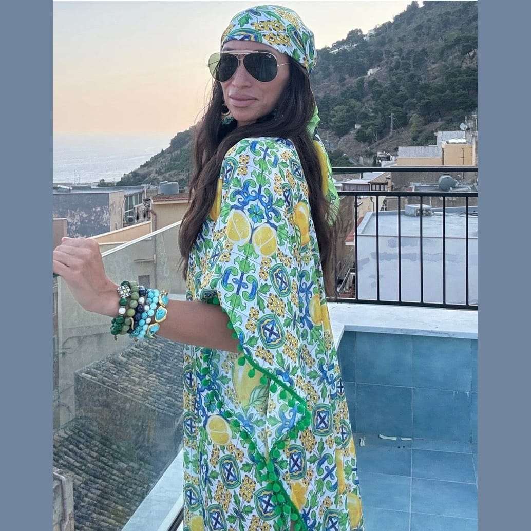 Verde Lemon Maiolica Foulard Dress