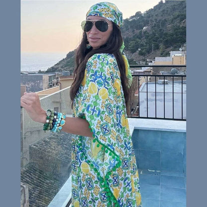 Verde Lemon Maiolica Foulard Dress