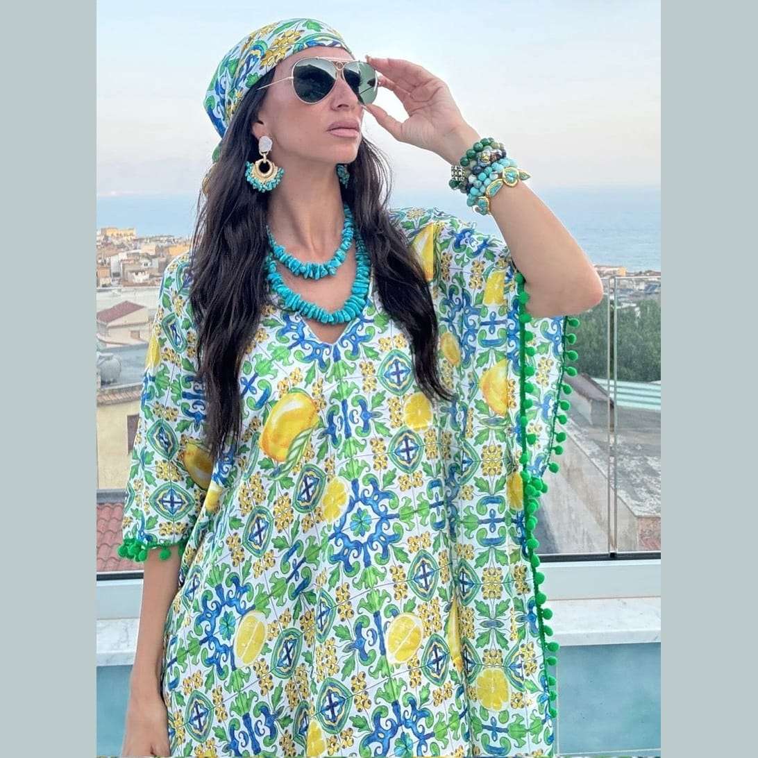Verde Lemon Maiolica Foulard Dress