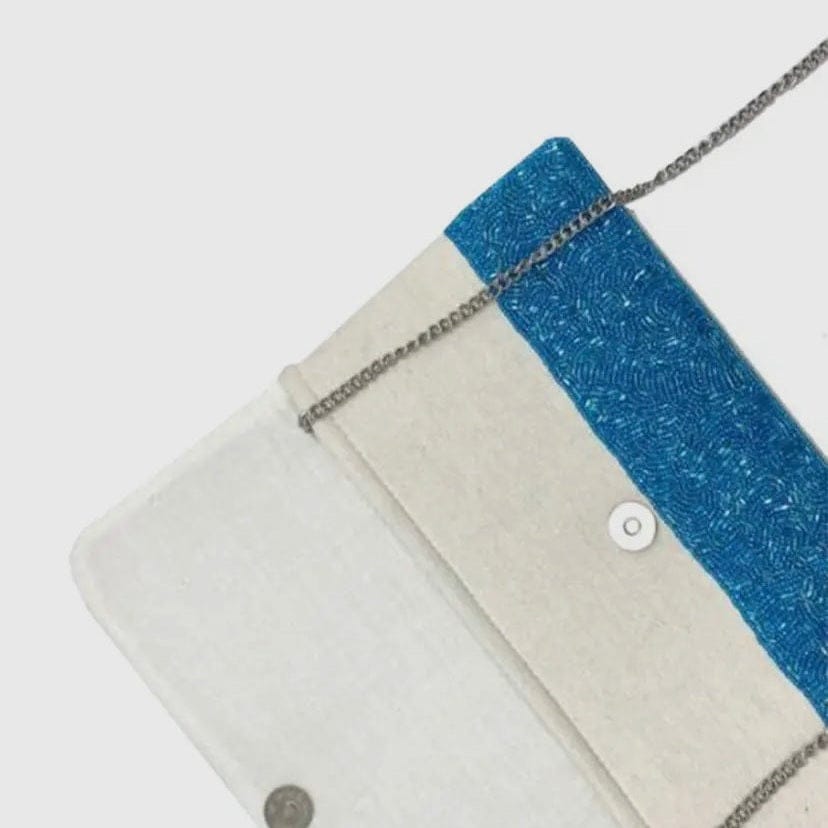 Blue Amalfi Lemon Beaded Clutch