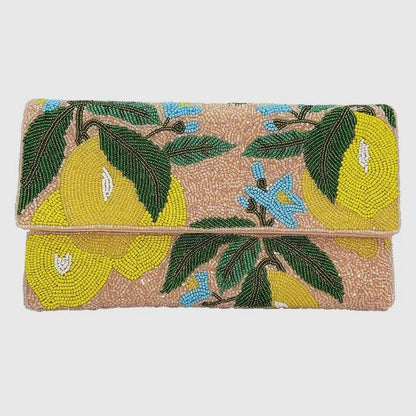 Amalfi Lemon Beaded Clutch