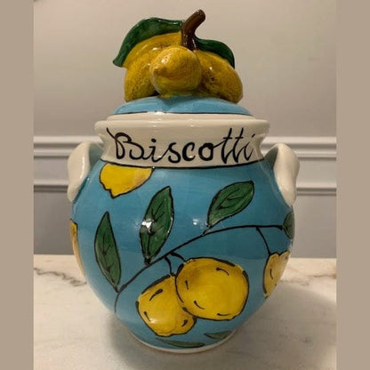 Blue Amalfi Lemon Biscotti Jar