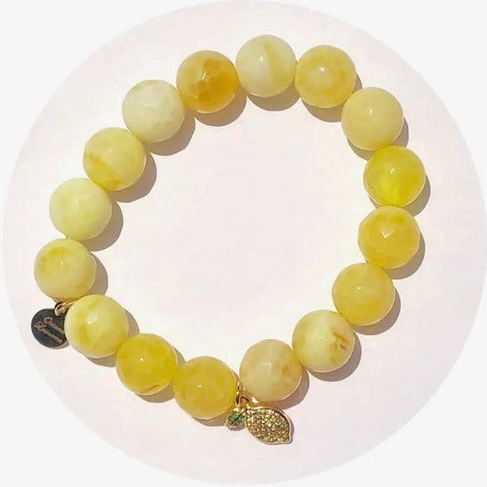 Amalfi Lemon Agate Bracelet with Pavé Lemon Charm