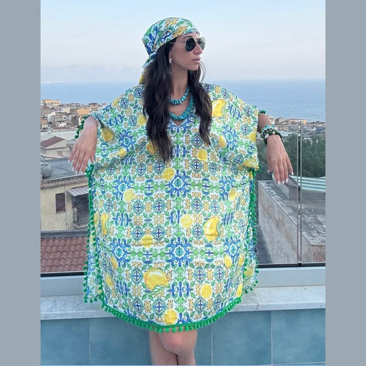 Verde Lemon Maiolica Foulard Dress