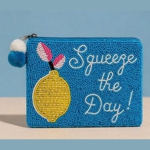 Blue Amalfi Lemon Beaded Coin Purse