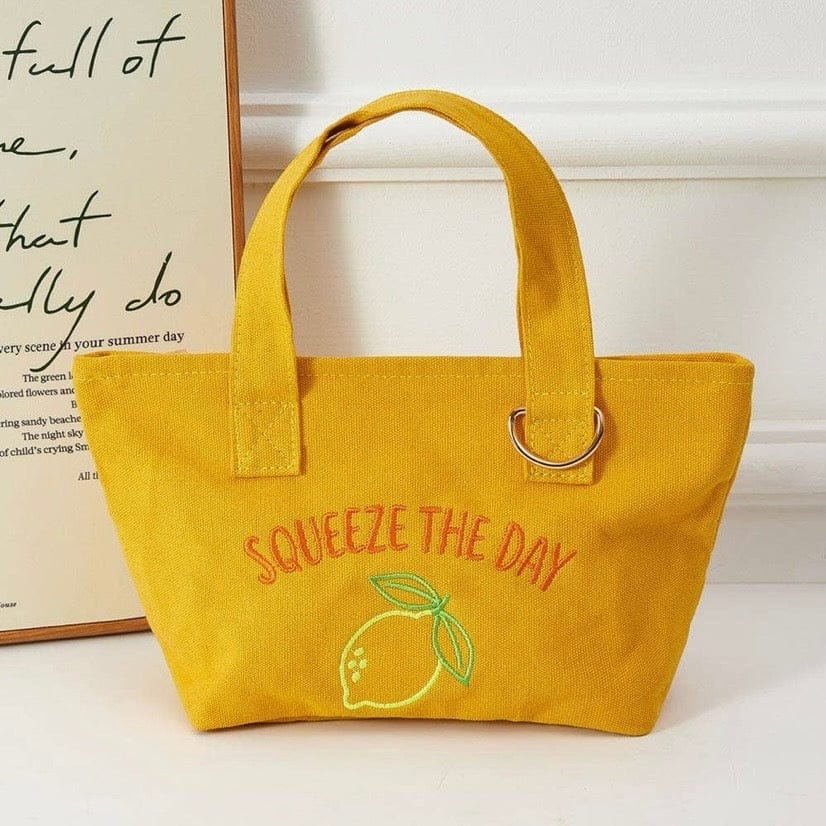Squeeze the Day Lemon Canvas Mini Tote Bag