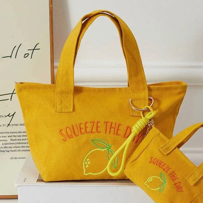 Squeeze the Day Lemon Canvas Mini Tote Bag