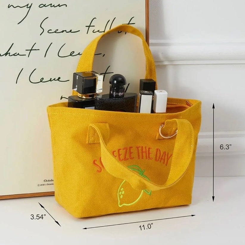 Squeeze the Day Lemon Canvas Mini Tote Bag