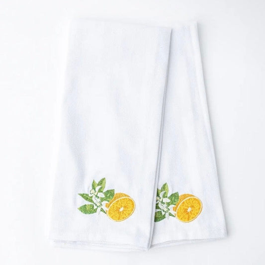 Embroidered Orange Blossom Kitchen Towel Set