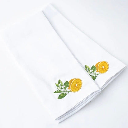 Embroidered Orange Blossom Kitchen Towel Set