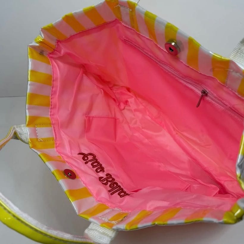 Ciao Bella Yellow Striped Waterproof Tote