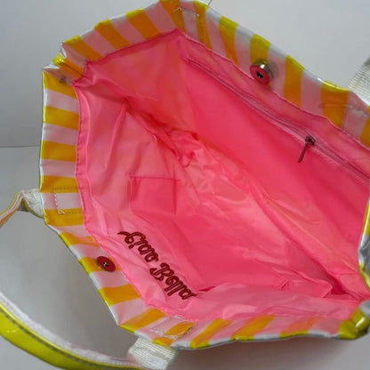 Ciao Bella Yellow Striped Waterproof Tote