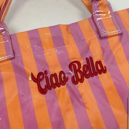 Ciao Bella Striped Pink/Orange Waterproof Tote