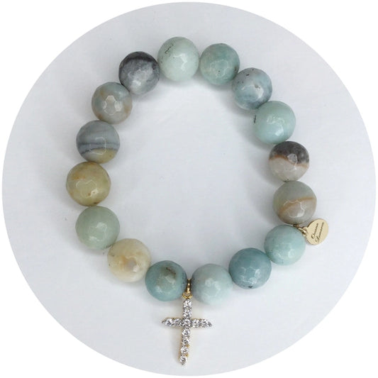 Amazonite with Pavé Cross Pendant