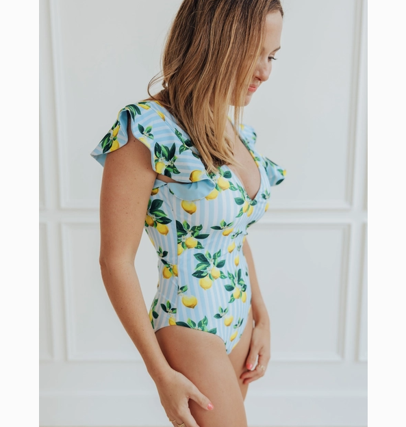 Amalfi Coast Lemon Ruffle Bathing Suit