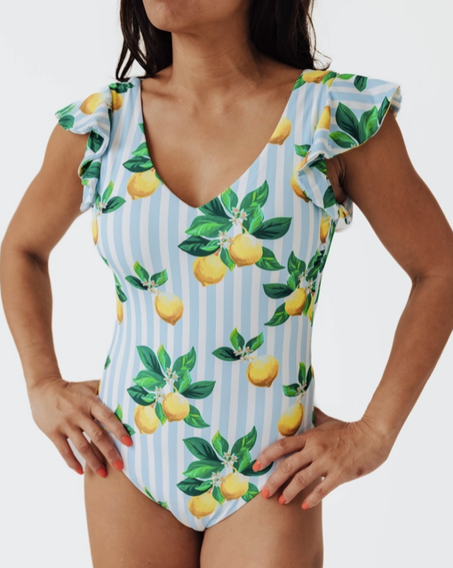 Amalfi Coast Lemon Ruffle Bathing Suit